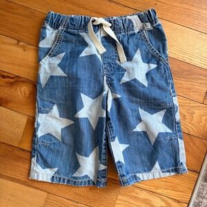 Boys Mini Boden Star Print Cotton Denim Pull-On Jean Jorts Shorts 5Y